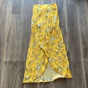 Yellow Floral Pattern Maxi Skirt Express
